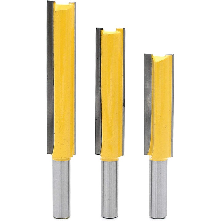 Set 3 accesorii frezare Enforose, 8mm, 1/2 inch, lungimi 50mm/63mm/76mm, pentru lemn