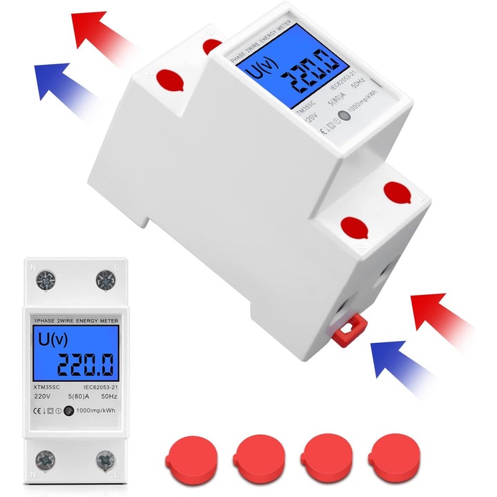 Електромер Ddm15Sd, Cozevdnt, 1 фаза, 2 полюса, 50 Hz, 5(80) A, с LCD дисплей