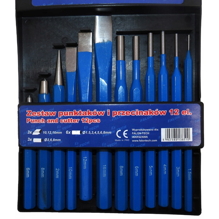 Комплект 12 длета, Falon-Tech, хром-ванадиева стомана