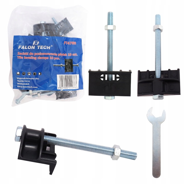 Set cleme pentru pozitionare placi, Falon-Tech, 10 bucati, 115x55x35mm