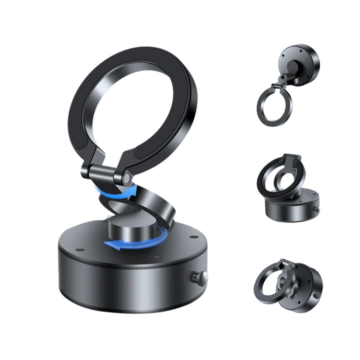 Suport telefon magnetic cu ventuza, rotire 360°, suport selfie, pentru calatorii/masina/sala de sport, compatibil cu iPhone si Android