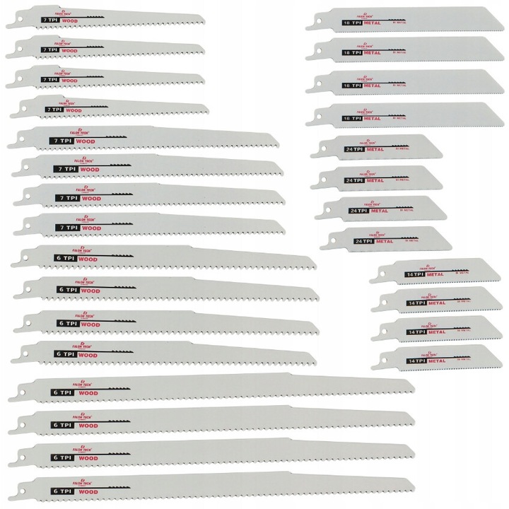 28 darabos fűrészlap készlet, Falon-Tech, 4"-12"