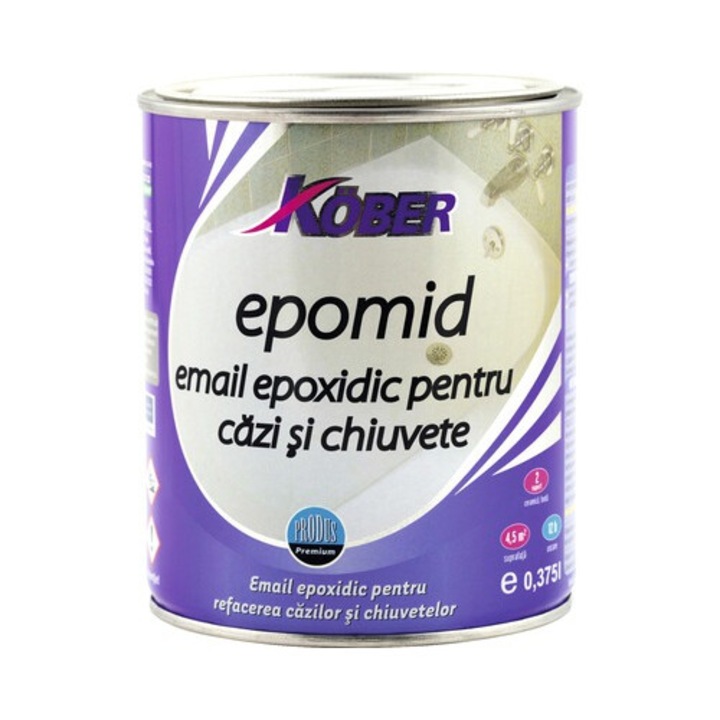 Епоксиден емайл лак за вани и мивки Epomid Köber бял 0,375л