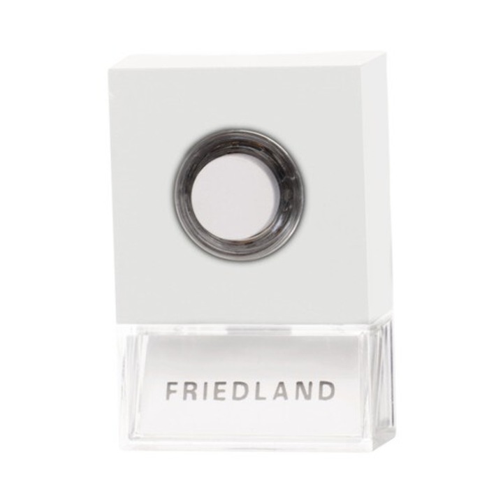 Buton Pentru Sonerie Cu Fir Friedland Pushlight 8-12v, Culoare Alba Si Eticheta Pentru Nume