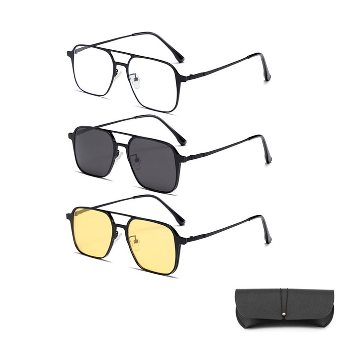 Ochelari de soare polarizati 3 in 1 pentru barbati/ femei , cu protectie UV , (D), Enforose