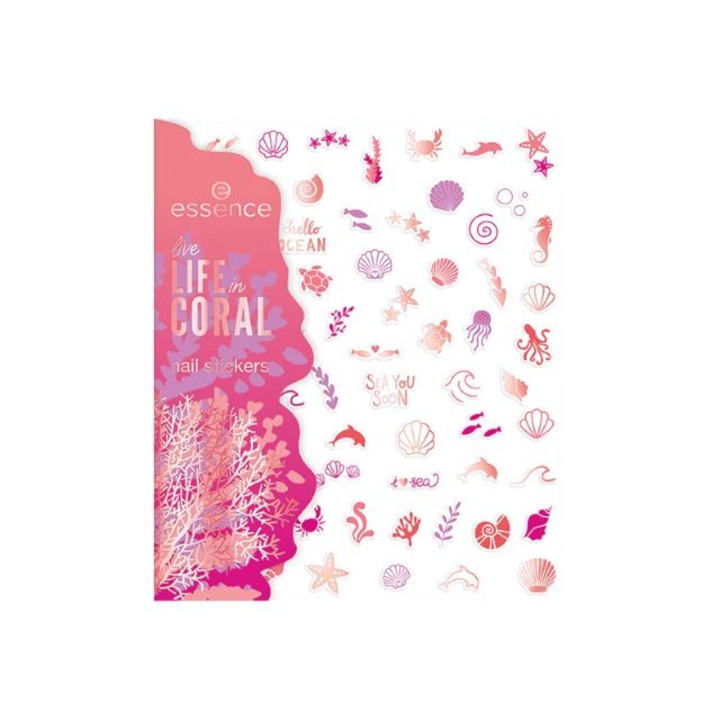 Abtibilduri pentru unghii Live Life in Coral Essence 72 buc