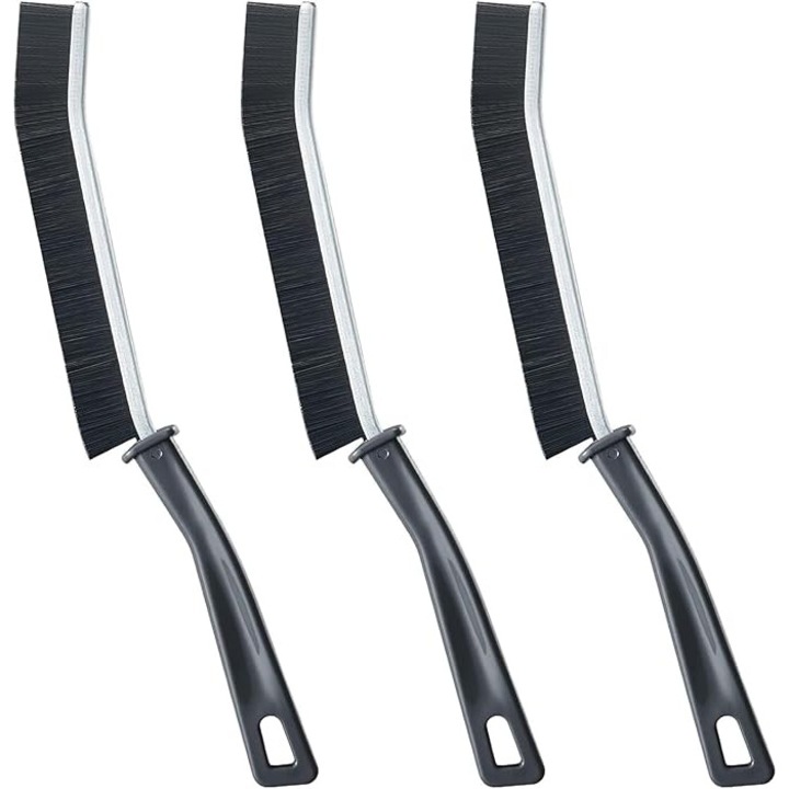 Perie de curatare pentru colturi, set 3 bucati, bristles dure, design ergonomic, negru 23cm x 2cm x 1.2cm
