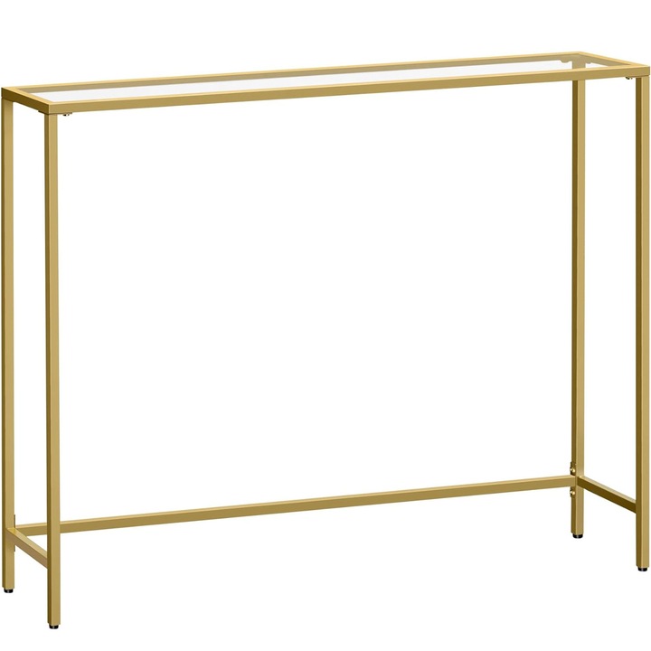 Входна маса VASAGLE, плот от закалено стъкло, метална рамка, 20x100x80 см, злато