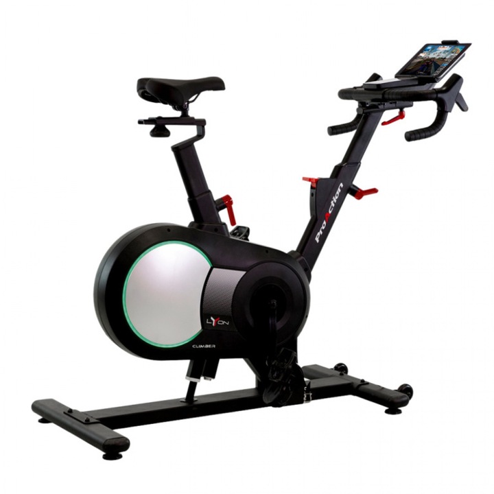 Велосипед BH Fitness Lyon Climber, FTMS BLUETOOTH, Маховик 19 Kg, Потребител 110 Kg, Регулируемо седло, 16 нива на наклон, 8 нива на спускане, Транспортни колела