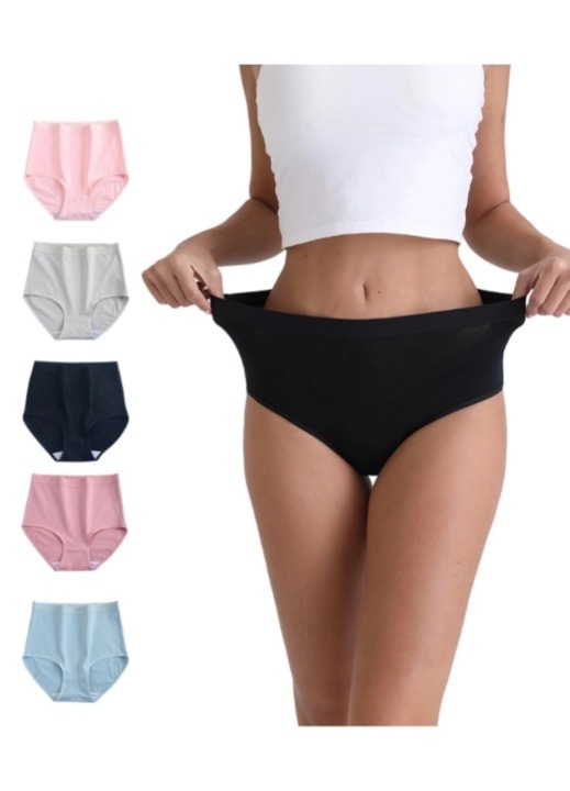 Set 6 perechi lenjerie intima dama, Rasekon, bumbac, talie inalta, multicolor, Multicolor