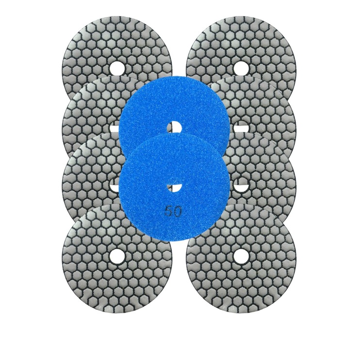 Set 10 dischete diamantate 100mm, P50, de slefuit ceramica, faianta, gresie, pentru polizor unghiular, AVI-4553