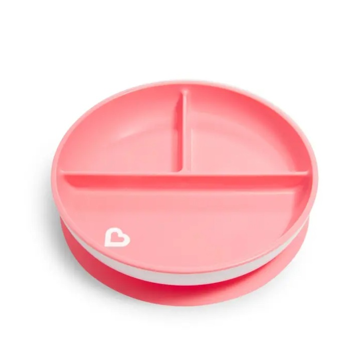 Farfurie cu ventuza, Munchkin, Plastic, Roz
