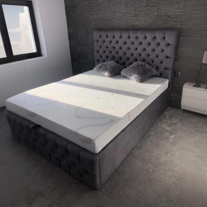 Saltea ortopedica, AderSleep Memory, 160x200x25 cm, cu spuma memory, husa lavabila, hipoalergenica, fermitate medie