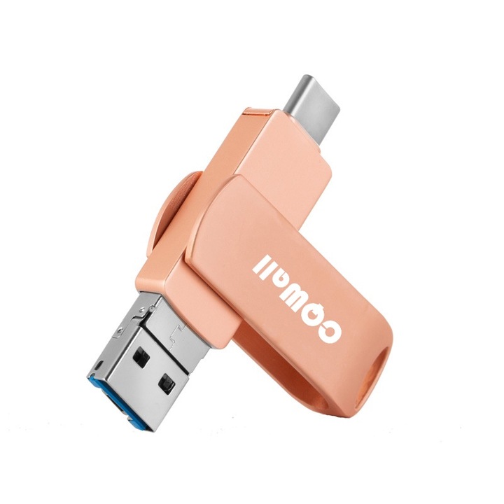 Памет 4 в 1, BB924, 1TB, USB 3.0, Type-C, USB C и Lightning, водоустойчива, съвместима с телефон/устройства с порт тип C, Lightning и USB C, OTG съвместимост, висока скорост, розов, Метал