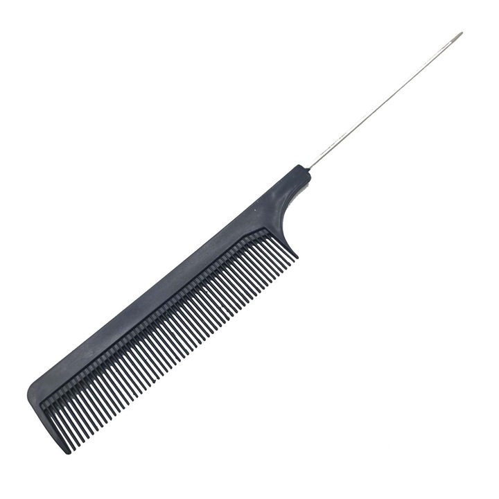 Klasszikus fésű formázáshoz és fésüléshez, fekete, közepes és vastag fogak, bármilyen hajtípushoz, fém hegyű. 20 cm, dalimag