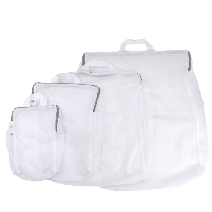 Plase de rufe cu maner si fermoar - alb (set 4 buc marimi diferite), Createur