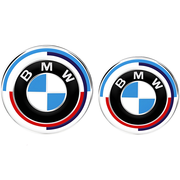 82mm 74mm 50th Anniversary Edition BMW Emblem Badge Front Rear Trunk Logo Replacement for Bmw E46 E39 E38 E90 Z3 Z4 X3 X5 X6