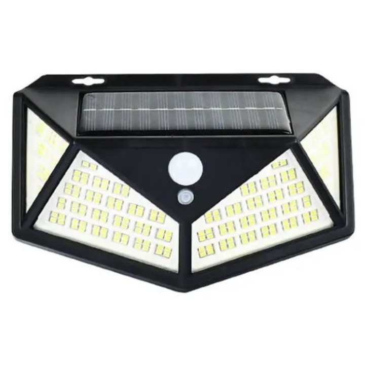 Lampa solara de exterior, N2L Store®, 236 LED-uri, 3 moduri de iluminare, lumini de securitate cu sensor de miscare, IP65, rezistente la apa, alimentat cu energie solara pentru curte, gradina