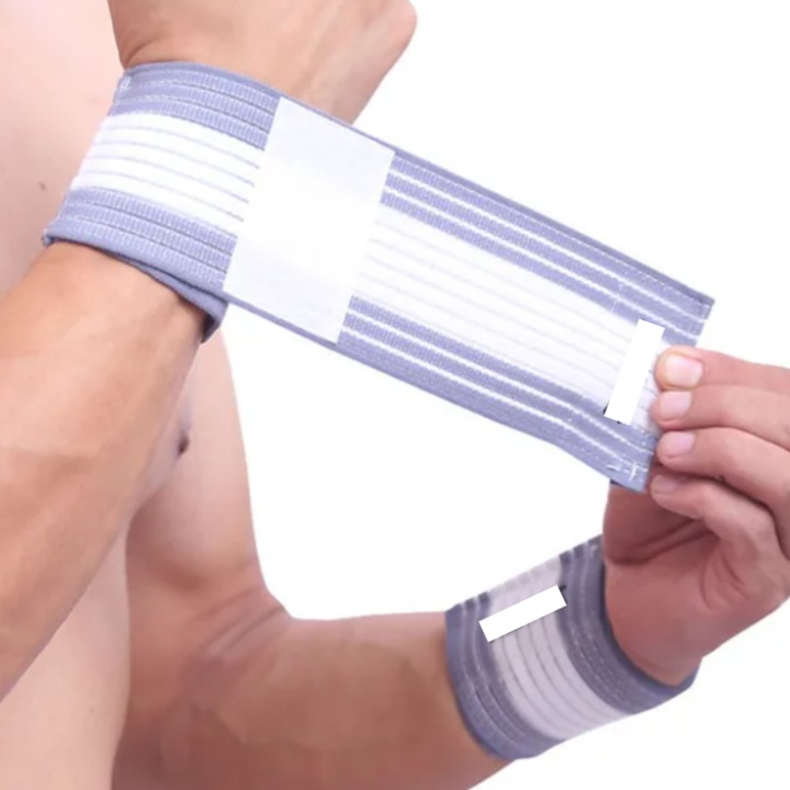 Fasa elastica pentru protectie incheietura, CRT, Max Protect, Elastice, Inchidere velcro, 40 x 7.5 cm, Gri