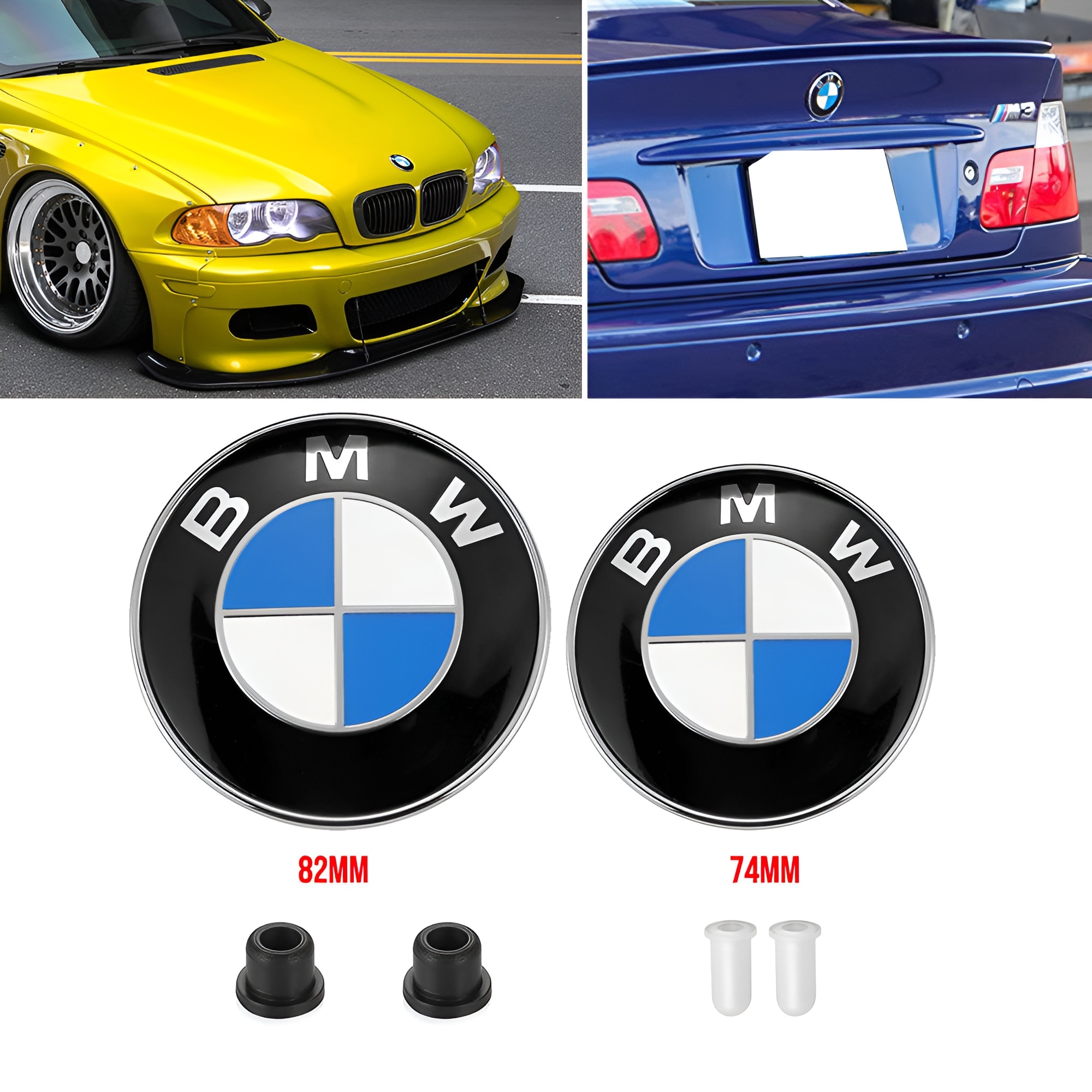 Logo BMW E46 E39 2 Emblemas/logo BMW De 82 Mm Para Capó - Compatible Con E46, E39, E90, E60, E34, E36, X3, X5, X6 Emblema Capó BMW 82mm - 5