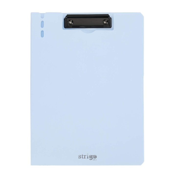 Клипборд Strigo вертикален А4, поставка за химикал, светло син