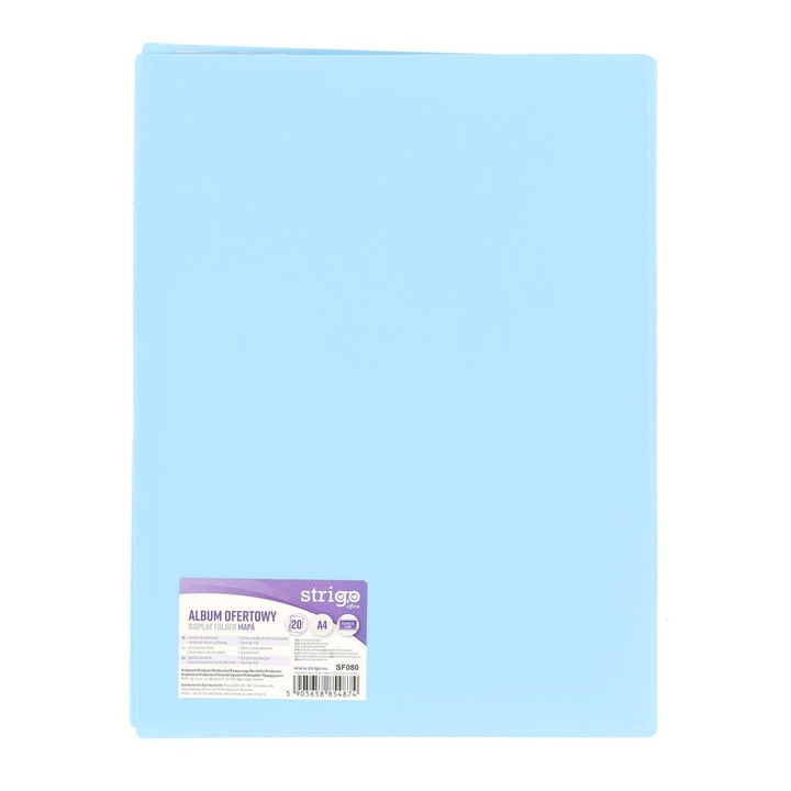Mapa Strigo, PP, A4, 20 защитни фолиа, сини