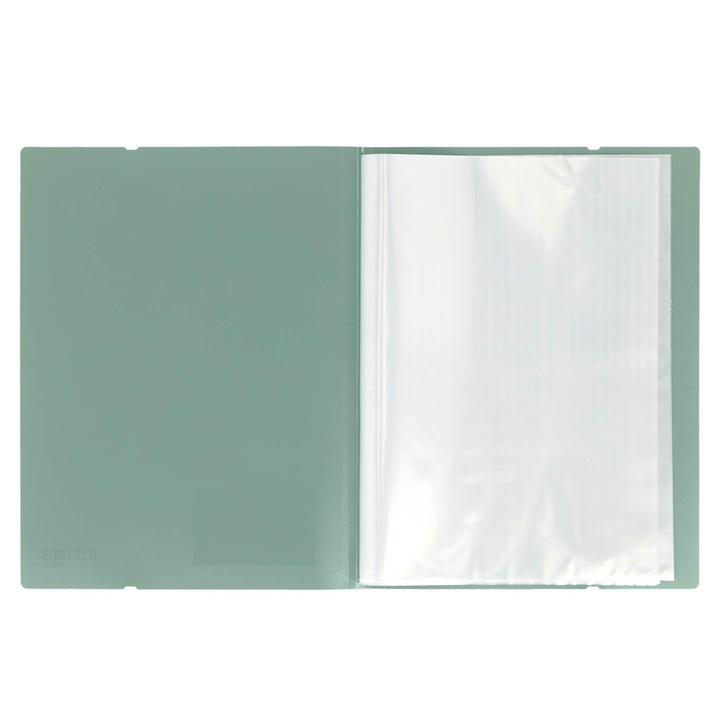 Папка Strigo, PP, A4, с ластик, 20 защитни фолиа, светлозелена