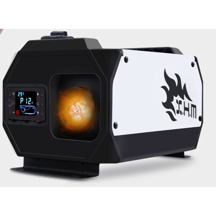 Hordozható dízel fűtés 1-8KW fűtőteljesítménnyel 12 24 220V digitális kijelző távirányítóval fehér+fekete