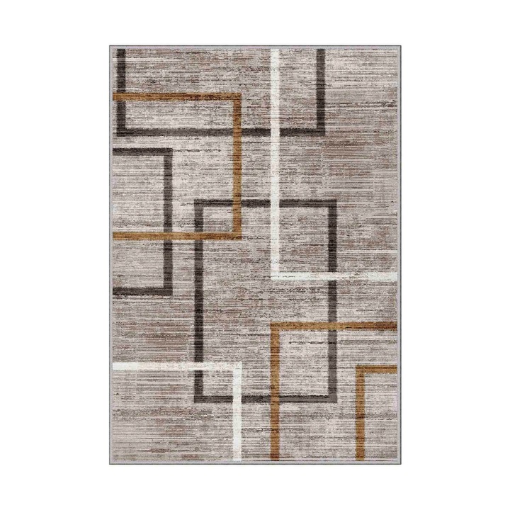 Covor dreptunghiular cu model geometric, Wookece, 80x150 cm, poliester