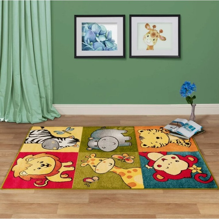 Килим за детска стая Модел Covorexpert Kolibri 11502-160, Размер 160 x 230 см, Многоцветен, Дължина на нишката 9 мм, Антиалергичен, Полипропилен, Детска градина, Ясла, Детска площадка