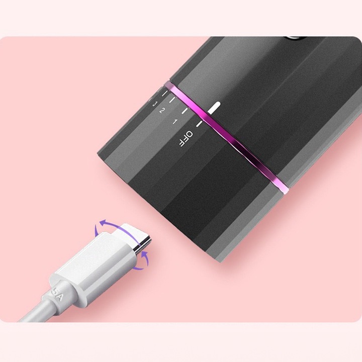 Ondulator de par cu display fara fir, Putere 34W, 4 Trepte de temperatura, Incarcare USB, Baterie 4800mAh incorporata, Gri