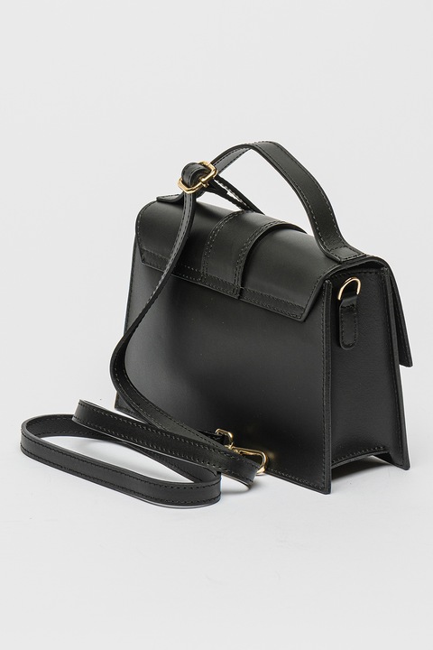 Antonia Moretti, Geanta crossbody de piele cu bareta detasabila, Negru