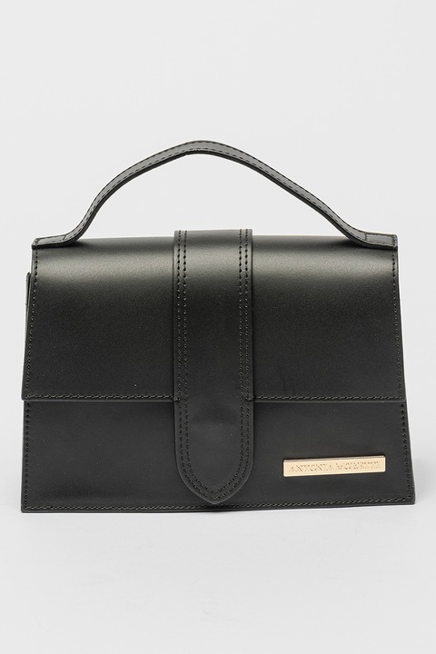 Antonia Moretti, Geanta crossbody de piele cu bareta detasabila, Negru