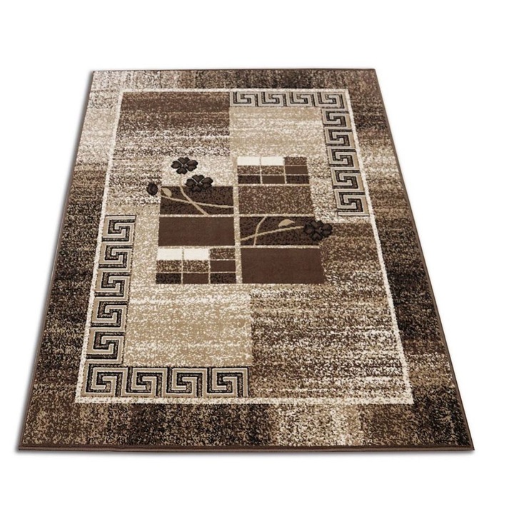Килим Covorexpert Luna 1815-12, Размер 50 x 80 см, Кафяв, Дължина на нишката 6 мм, Антиалергичен, Полипропилен, Хол, Спалня, Трапезария, Офис