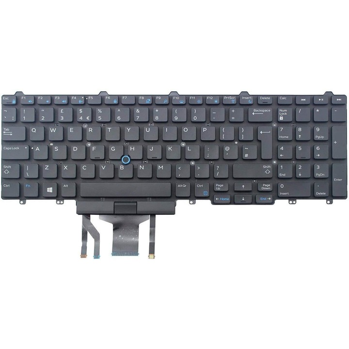 Prémium laptop billentyűzet Dell Latitude 15 E5550 E5570 E5580 E5590 E5710 Precision 15 3530 pointer, megvilágított, UK billentyűzet, fekete
