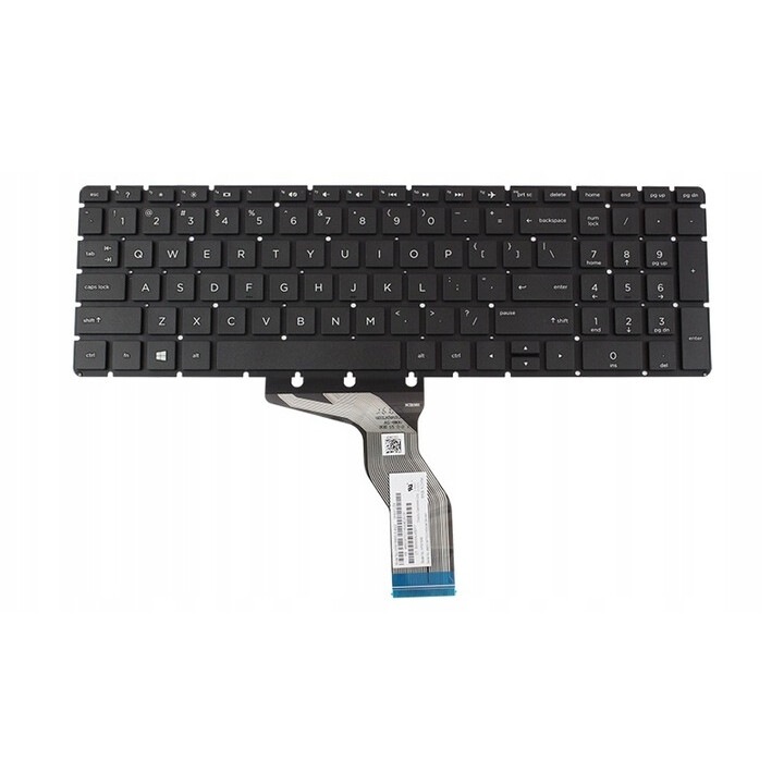 Prémium laptop billentyűzet HP 250 255 256 G6-hoz, nem világít, Nemzetközi billentyűzet, Fekete