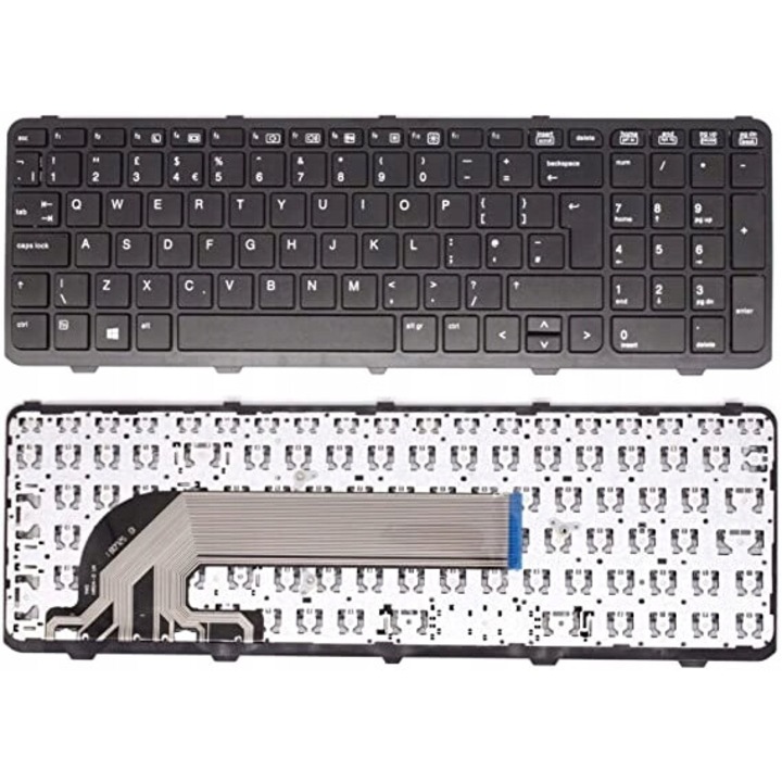 Клавиатура за премиум лаптоп HP 450 G0 G1 G2 455 G1 G2 470 G0 G1 G2 с безел, несветеща, UK клавиатура, черна