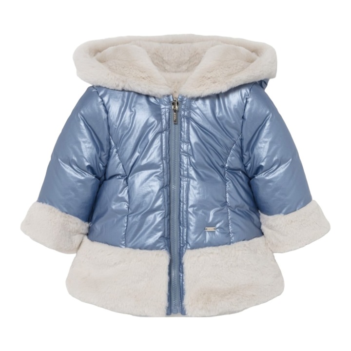 Geaca reversibila, albastru metalizat, 6 luni, 68 cm