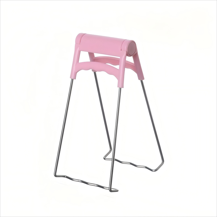 Cleste pentru farfurii, inox, design anti-arsuri, roz