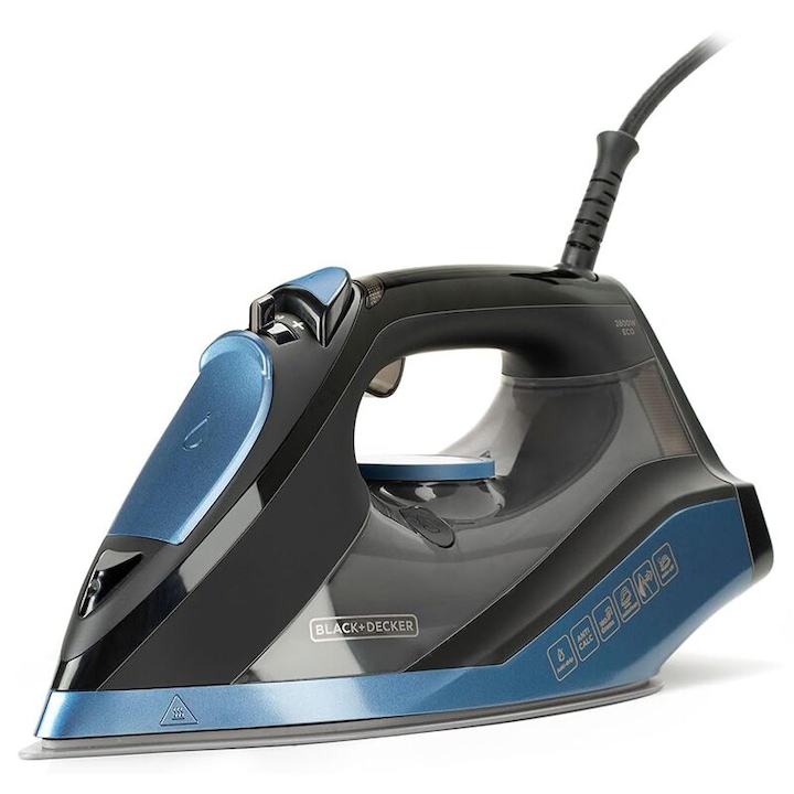 Gőzölős vasaló, kerámia vasalótalp, 2800 W, Vízkőmentesítés, víztartály térfogata 270 ml