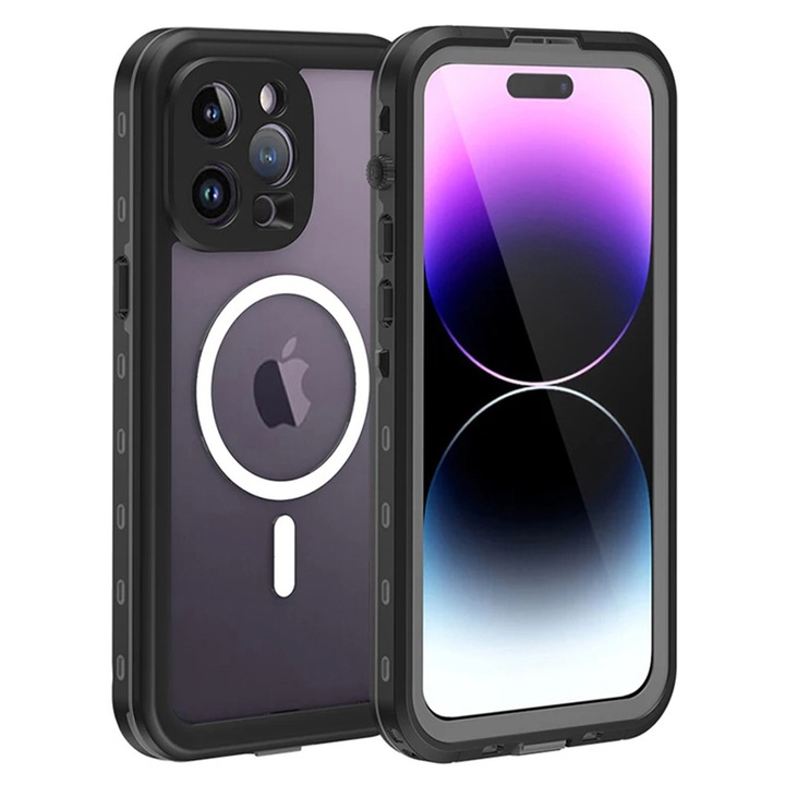 Husa pentru iPhone 14 Pro Max - ShellBox Waterproof IP68 Case, N13, Policarbonat, Black