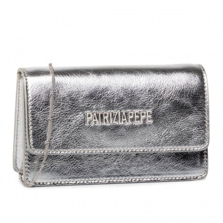 Női táska, Patrizia Pepe, modell 2V9514/A229-S298, Természetes bőr, ezüst, 17x10,5x5,5 cm