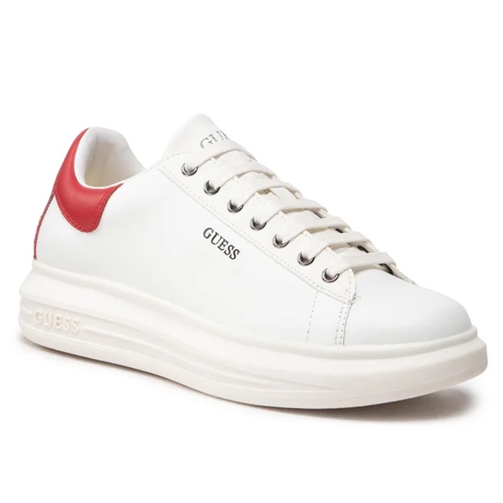 Дамски обувки GUESS Salerno, естествена кожа/екологична кожа, бяло/червено, 44 EU