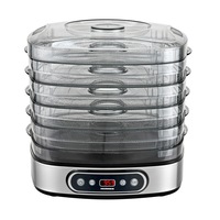 Deshidrator de alimente Heinner FreshDehydrate HFD-K380SSBK, 320-380W, 5 tavi inox, control electronic, display LED, timer, interval 35-70°C