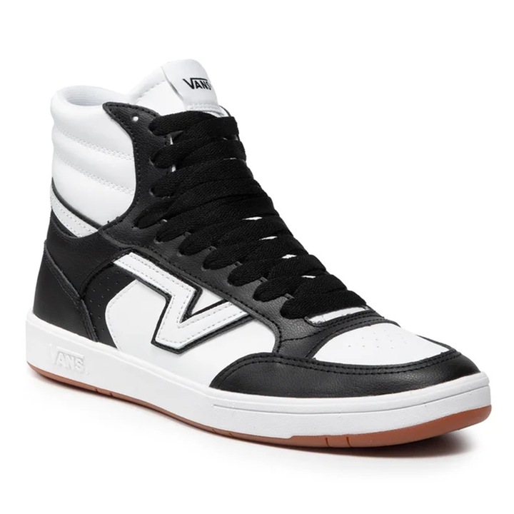 Női tornacipők, furgonok, természetes bőr/ökológiai bőr, fehér/fekete, 40 EU