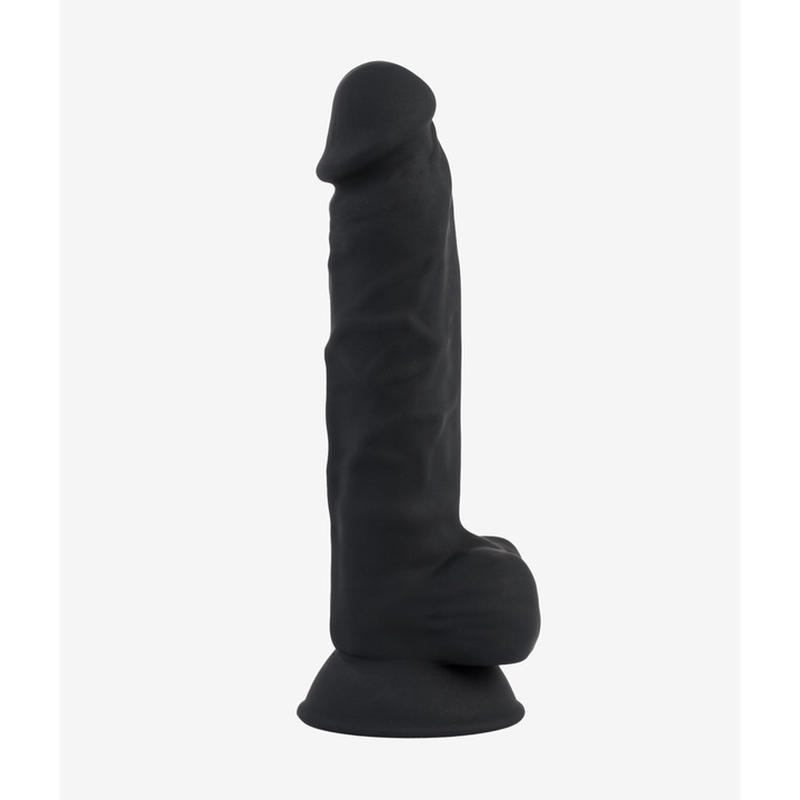 Дилдо N69, 17.6x3.6 см, Материал Siexpan, С вендуза, Черен цвят