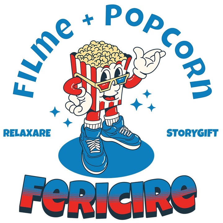 Sticker Adeziv punga de popcorn cu ochelarii 3D iubitorii film cu Margini Albe, PVC Vinyl 90 cm
