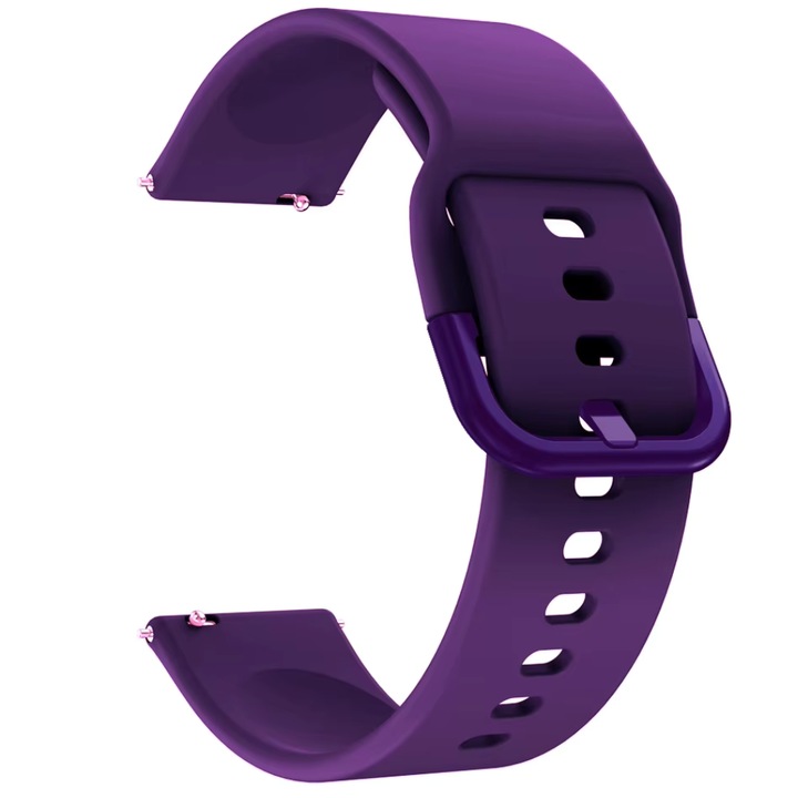 Curea smartwatch din silicon, 20mm, sistem Quick release, catarama inox, mov