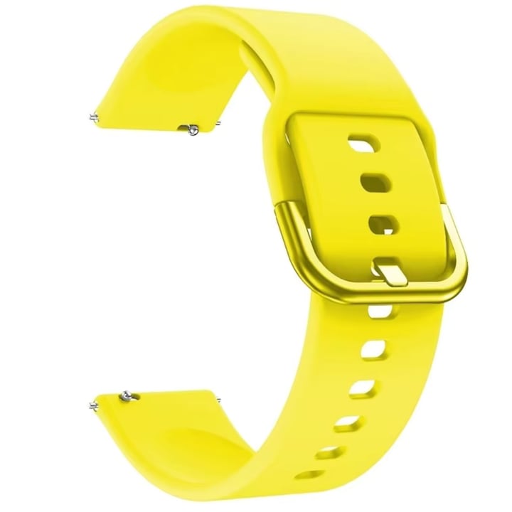 Curea smartwatch din silicon, 20mm, sistem Quick release, catarama inox, galben