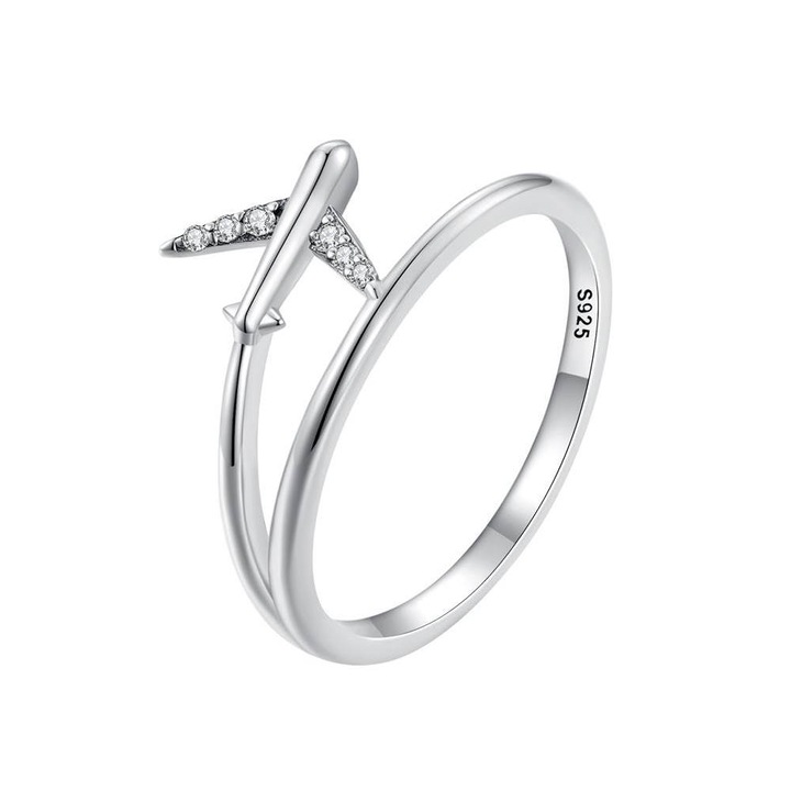 Inel din Argint cu Cristale Zirconiu, Diamond Airplane, Marimea 6